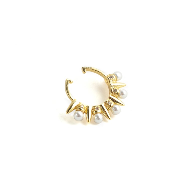Ear cuff Nieves con perlas y zirconias con chapa de oro 18K - AMATINA Joyería