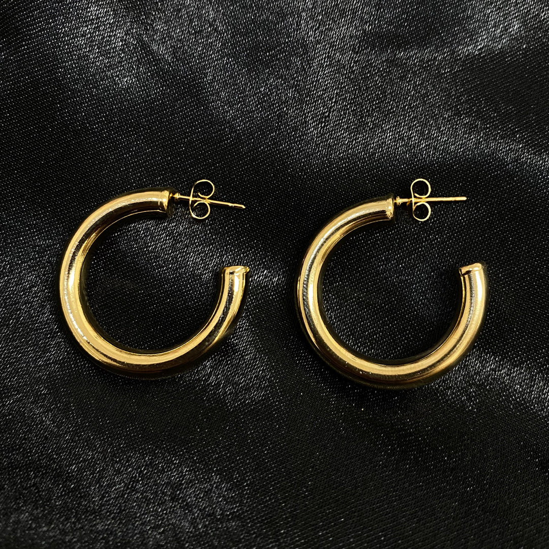 Arracadas Mar aro grueso abierto de acero inoxidable dorado - AMATINA Joyería