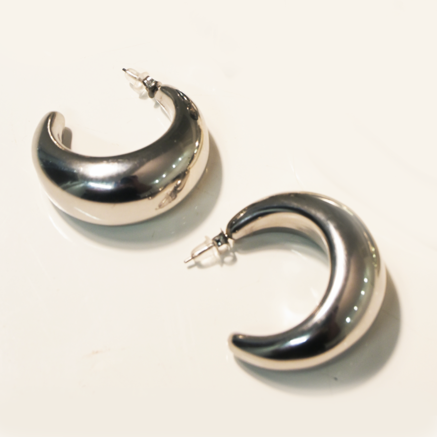Arracadas Katerina chunky media luna de acero inoxidable - AMATINA Joyería