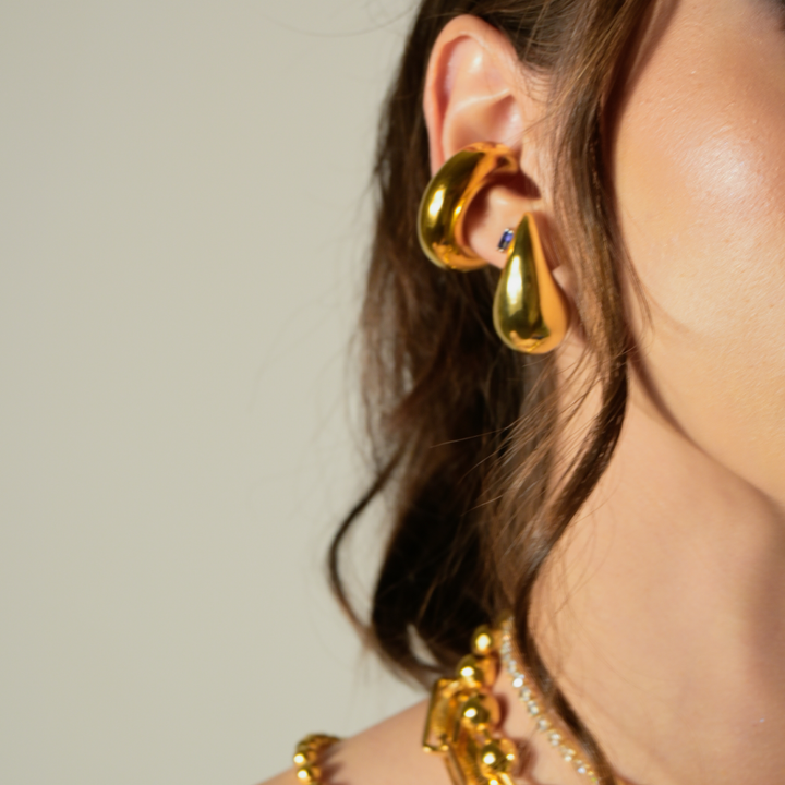 Ear cuff Carolina chunky liso de acero inoxidable - AMATINA Joyería
