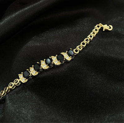 Pulsera Raquel de oro laminado con flores de zirconias