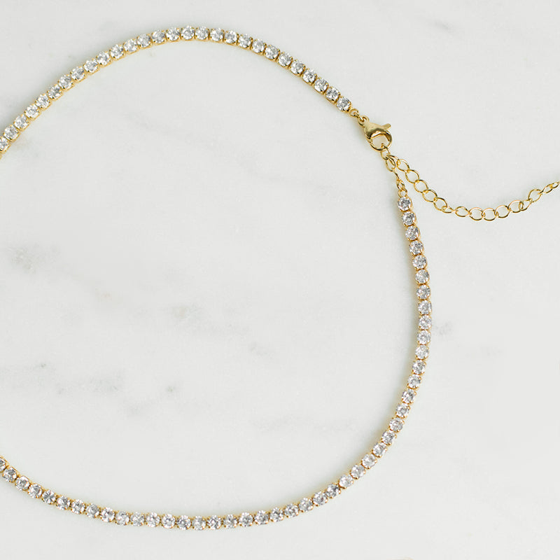 Collar Calipso tipo choker de zirconias en oro laminado 18K