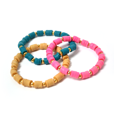 Pulsera Yukari de fimo con bolitas de chapa de oro de 14K