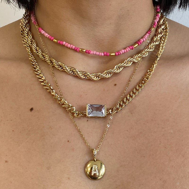 Cadena Dinorah Chunky estilo tosal tipo choker con oro laminado de 18K