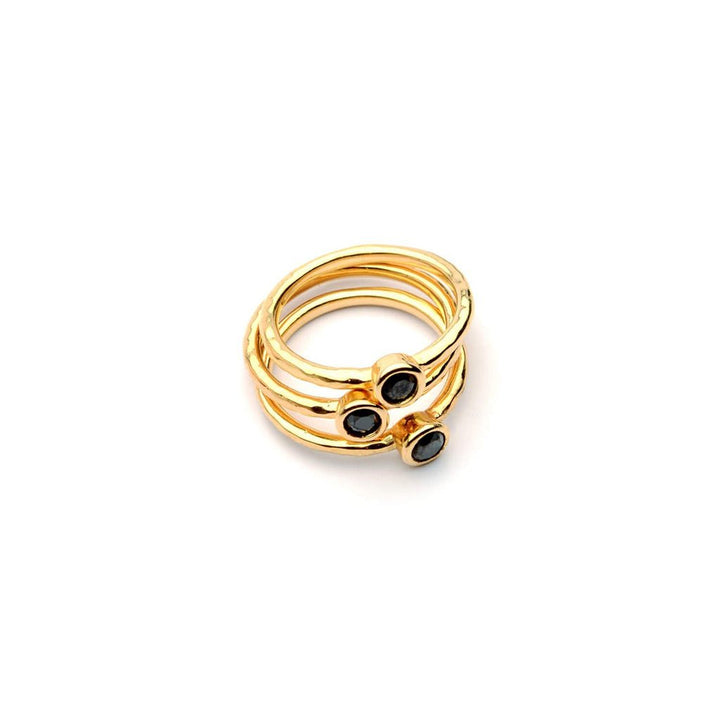 Anillo Destellos de plata .925 con zirconia negra - AMATINA Joyería