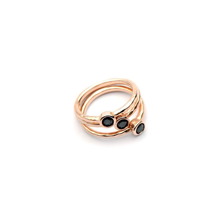 Anillo Destellos de plata .925 con zirconia negra - AMATINA Joyería