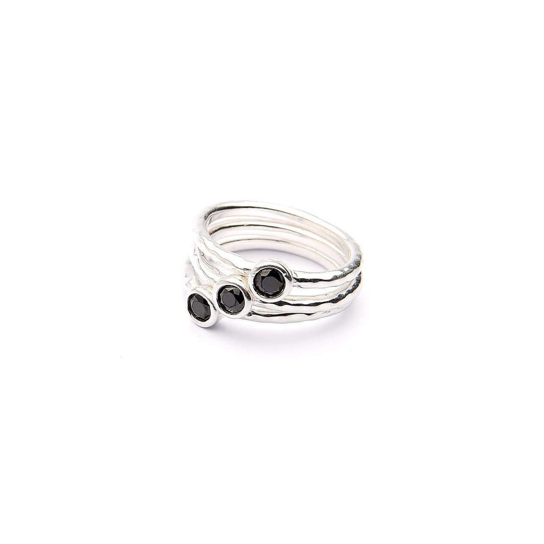 Anillo Destellos de plata .925 con zirconia negra - AMATINA Joyería