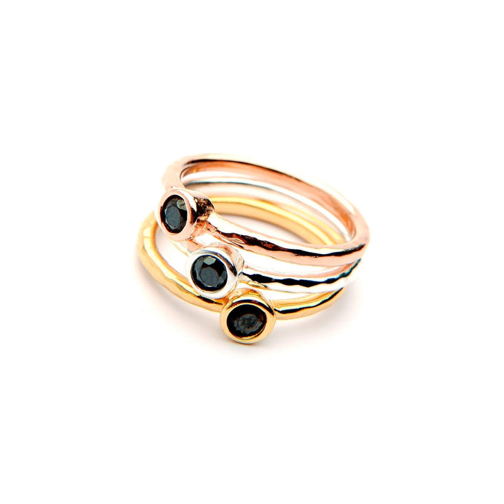 Anillo Destellos de plata .925 con zirconia negra - AMATINA Joyería