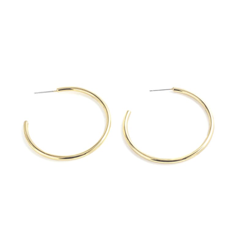 Arracadas Olga aro fino liso con chapa de oro amarillo 18K - AMATINA Joyería