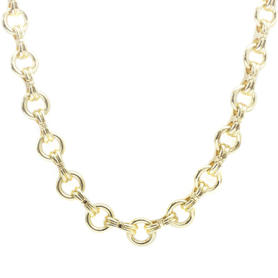 Collar Alana con cadena de eslabones de círculos y cruzados con chapa de oro 18k - AMATINA Joyería