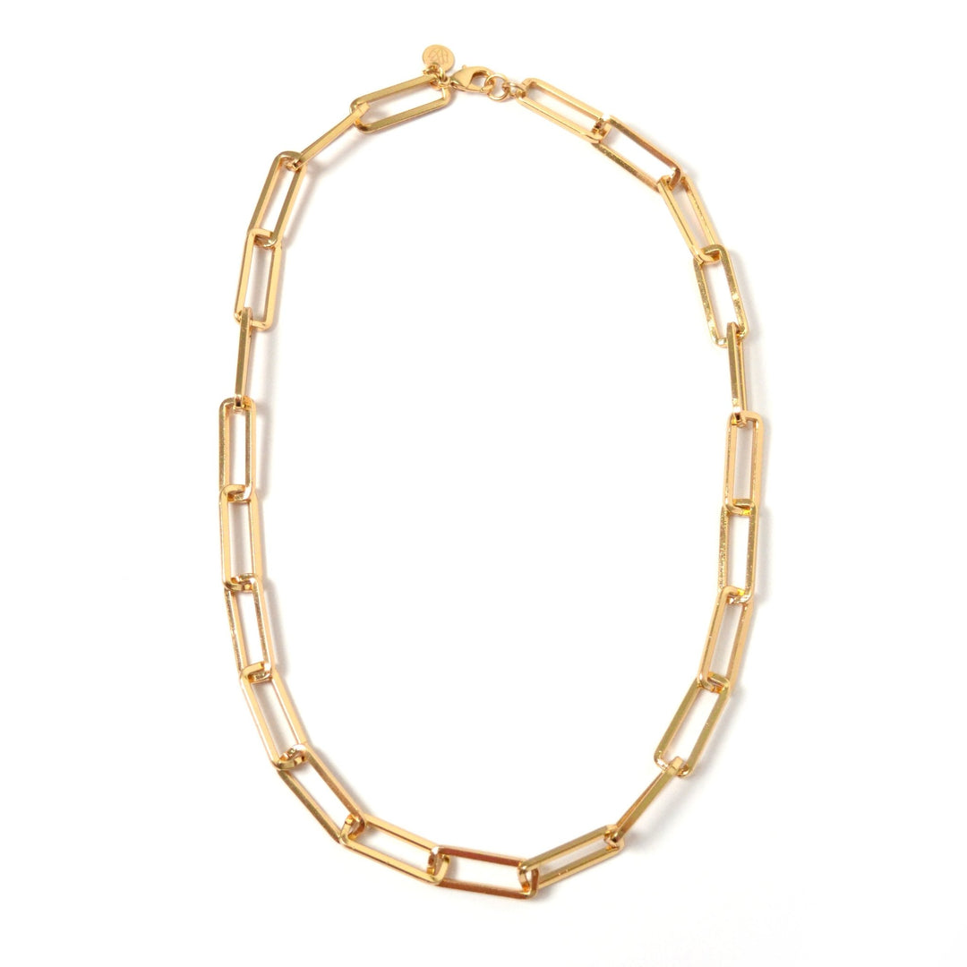 Collar Isabel de eslabones rectangulares con chapa de oro de 18K - AMATINA Joyería