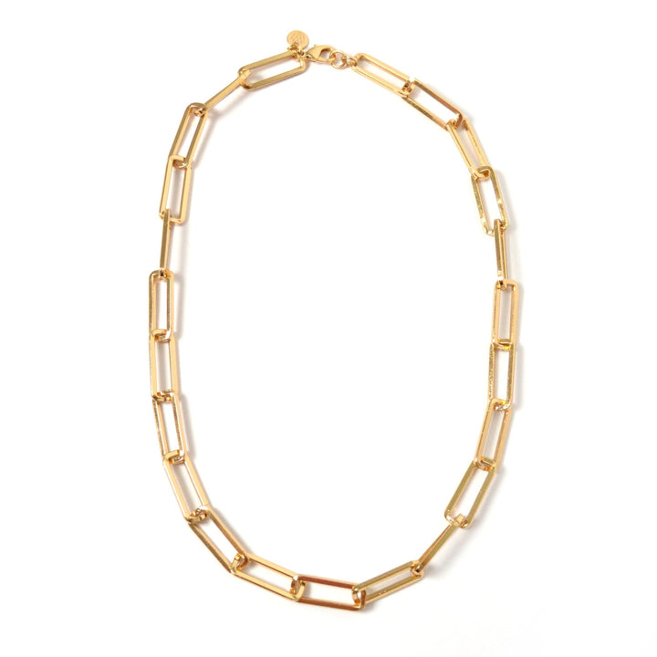 Collar Isabel de eslabones rectangulares con chapa de oro de 18K - AMATINA Joyería