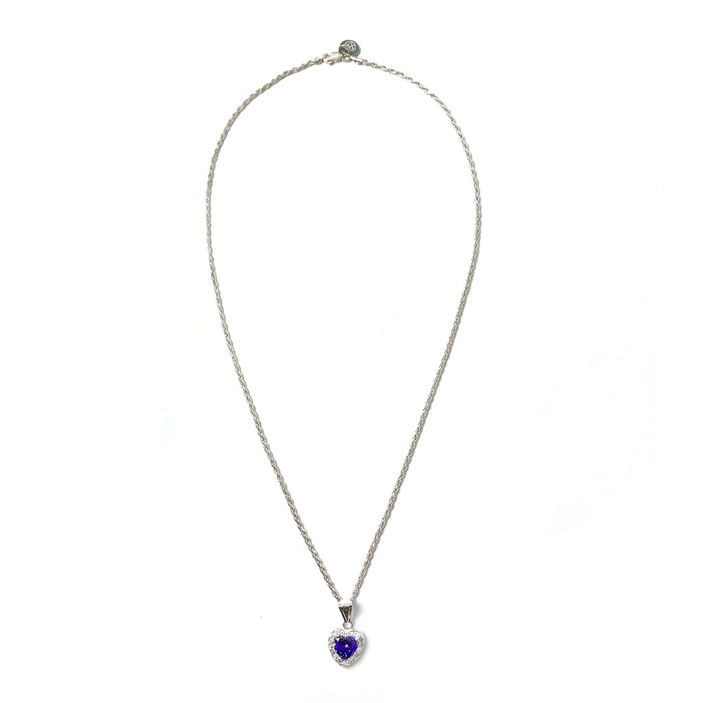 Collar Lavanda con zirconia de corazón lila de plata .925 - AMATINA Joyería