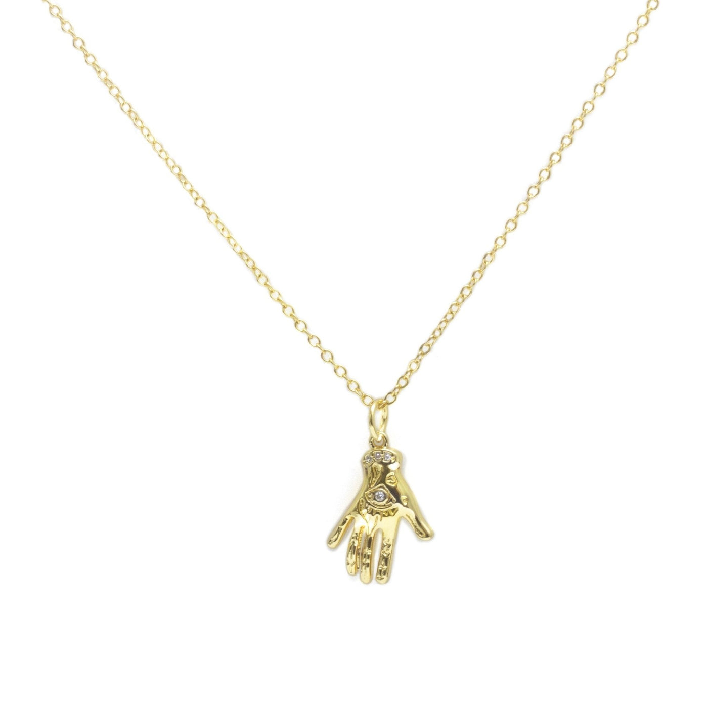 Collar Mano Mística con dije de mano con chapa de oro de 18K - AMATINA Joyería