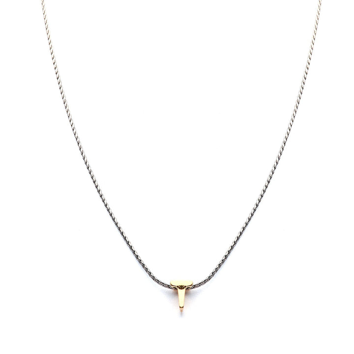 Collar Mundo de Iniciales con cadena bañada en rodio y dije de letra en chapa de oro 24K - AMATINA Joyería