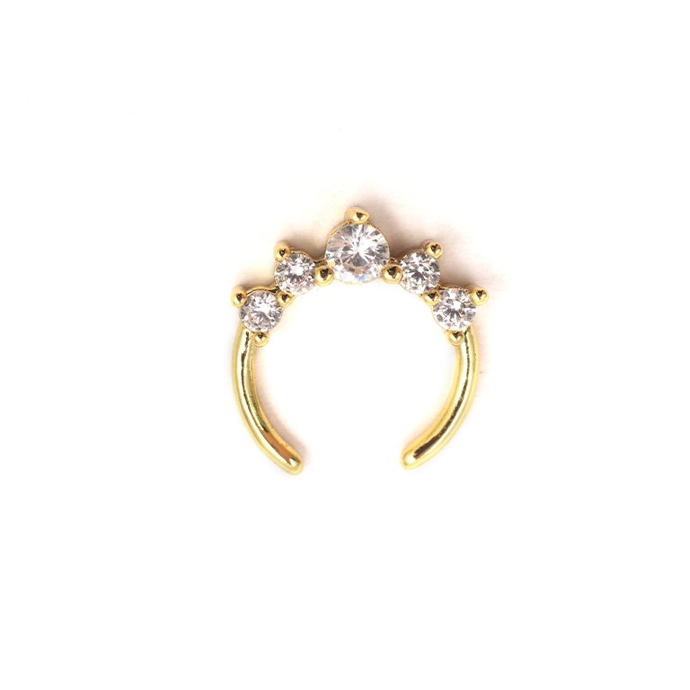 Ear Cuff Reina con zirconias estilo corona con chapa de oro 18K - AMATINA Joyería