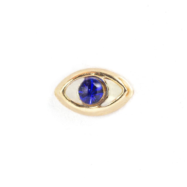 Piercing Cornelia de oro 10K en forma de ojo azul con zirconia azul - AMATINA Joyería