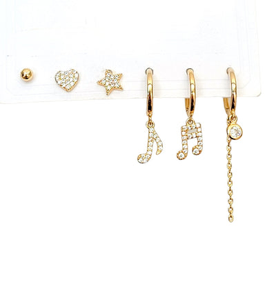 Piercing individual de figuras con poste de plata y chapa de oro de 14K - AMATINA Joyería