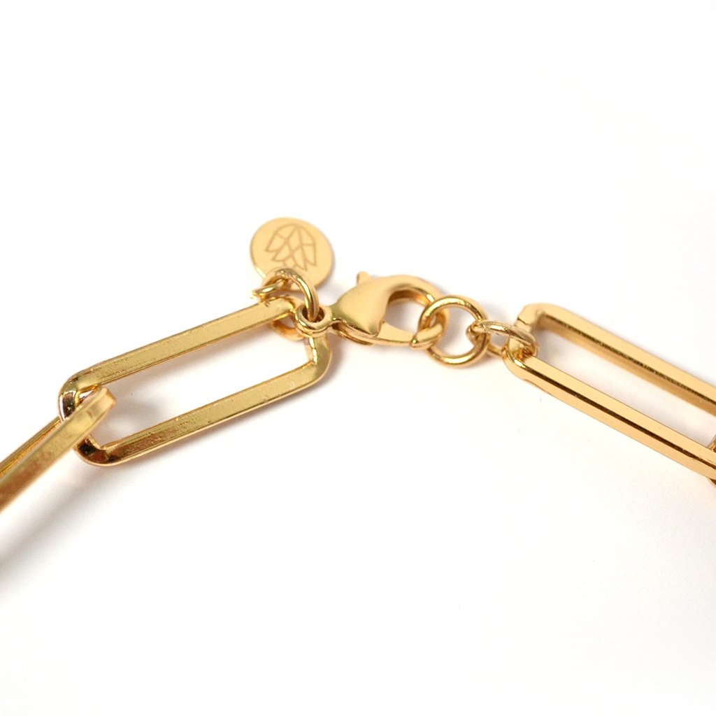 Pulsera Isabel de eslabones rectangulares con chapa de oro de 18K - AMATINA Joyería